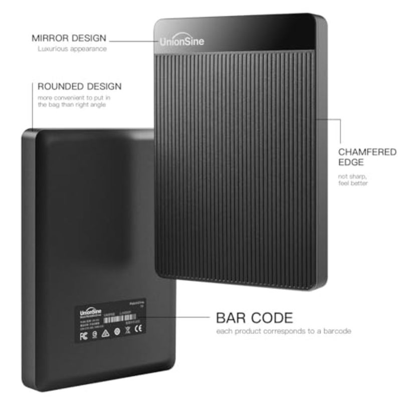 محرك أقراص صلبة خارجي محمول فائق النحافة USB 3.0 HDD تخزين أسود، نقل بيانات عالي السرعة، تصميم مقاوم للصدمات، متوافق مع أجهزة الكمبيوتر الشخصية، سطح المكتب، الكمبيوتر المحمول، Xbox One، PS4 - Image 2