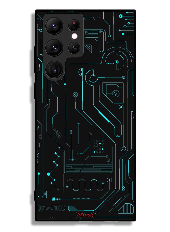 Tolwak Samsung Galaxy S22 Ultra 5G Protective Case Cover Digital Art Circuits Minimalism Multiple Display - Image 3
