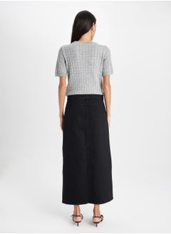 DeFacto Fashion Fit Slit Pocket Long Denim Skirt  - Image 2