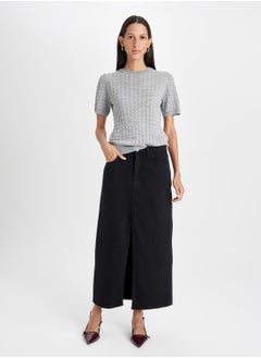 DeFacto Fashion Fit Slit Pocket Long Denim Skirt  - Image 4
