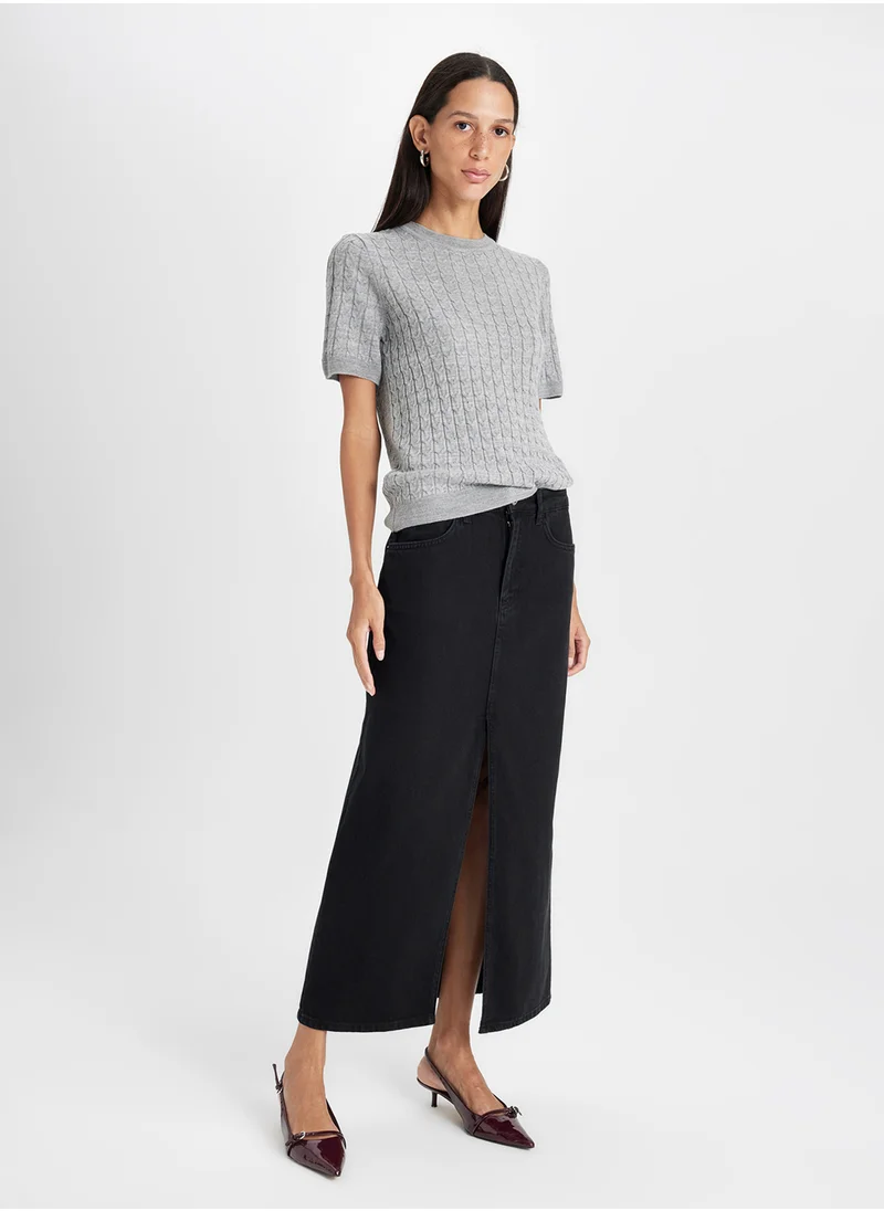 DeFacto Fashion Fit Slit Pocket Long Denim Skirt