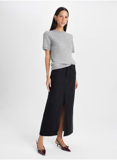DeFacto Fashion Fit Slit Pocket Long Denim Skirt  - Image 3