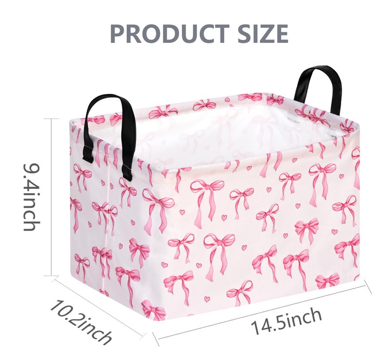 VAIVUSTO Pink Bowknot Girls Gifts Storage Box Clothes Hamper Basket Collapsible Organizer Bin Toys Shelf Baskets for Home Bedroom Decor - Image 5