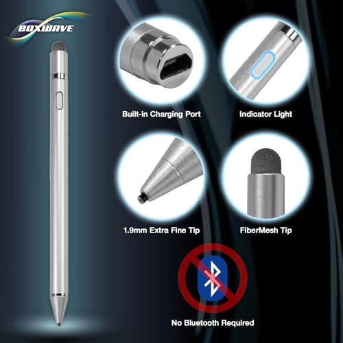 BoxWave Stylus Pen Compatible with Huawei MatePad Pro - AccuPoint Active Stylus, Electronic Stylus with Ultra Fine Tip - Metallic Silver - Image 4