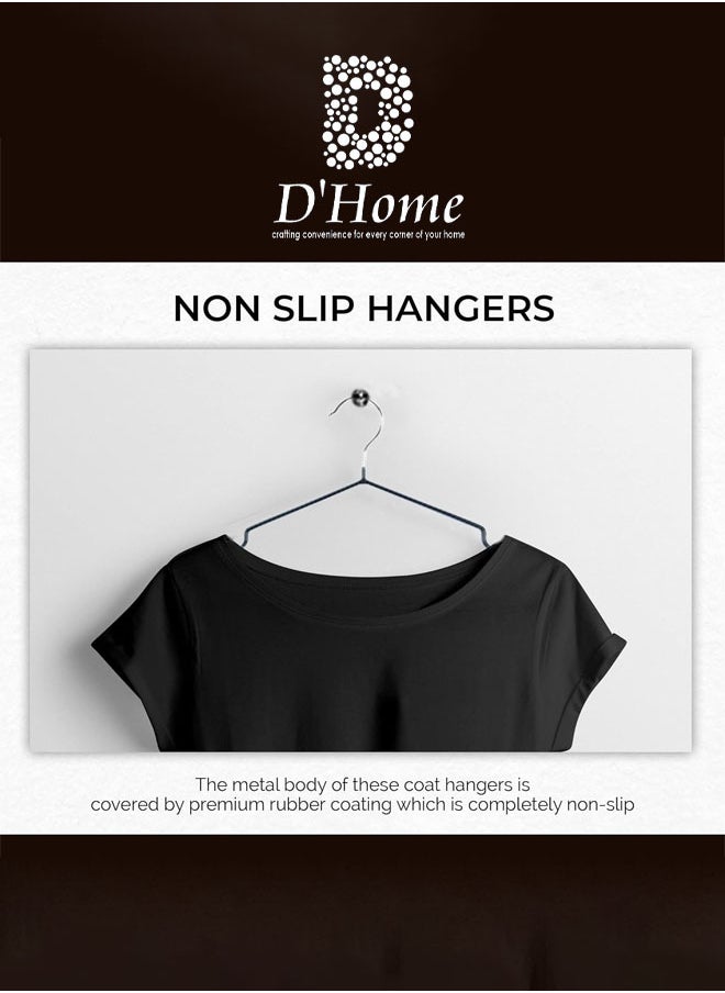 D'HOME 20-Pcs Rubber Coated Metal Hangers Non Slip Hangers with 4mm Thickness Wardrobe Organiser Clothes Hangers Space Saving Hangers for Wardrobe Rail, Rack (20 Pack, Black)  - Image 5