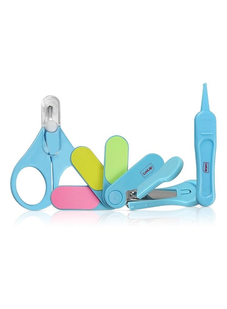 لوفلاب Luvlap مجموعة مقصات العناية بالأطفال وقصافة الأظافر، مجموعة مانيكير، 4 قطع، أزرق، من الولادة فما فوق - Image 1