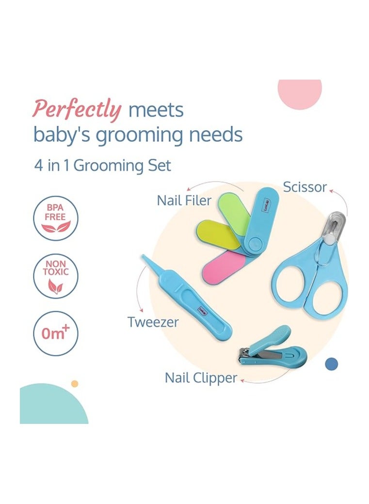 لوفلاب Luvlap مجموعة مقصات العناية بالأطفال وقصافة الأظافر، مجموعة مانيكير، 4 قطع، أزرق، من الولادة فما فوق - Image 3