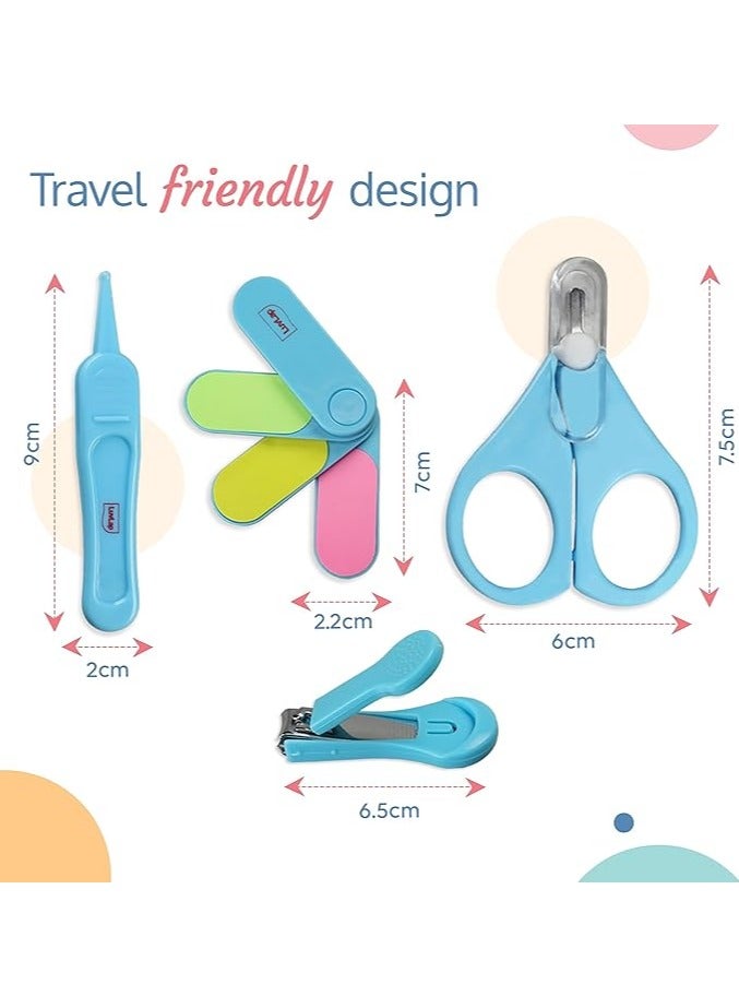 لوفلاب Luvlap مجموعة مقصات العناية بالأطفال وقصافة الأظافر، مجموعة مانيكير، 4 قطع، أزرق، من الولادة فما فوق - Image 5