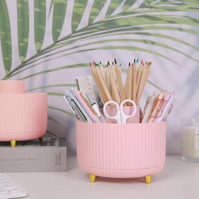 Skydue 360 Degree Rotating Desk Organizer, Dual-Purpose Pencil Pen Holder for Desk, Cute Rotating Desk Pen Organizer with 5 Slots, Art Supplies, Pencil Cup for Office, School, Home - Image 2