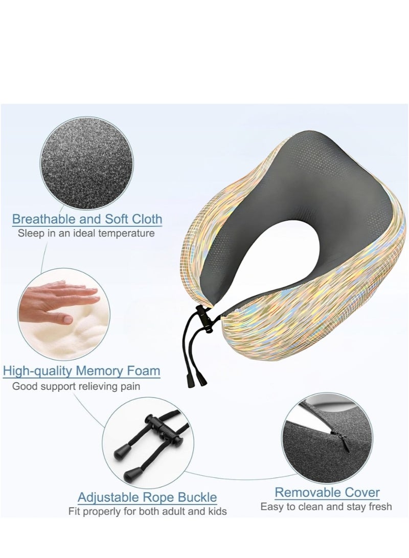 Travel Pillow Memory Foam Neck Pillow U Shape Head Pillow With Comfortable Breathable Washable Cover Pillow for Car Airplane Bus Train Travel Home Use
