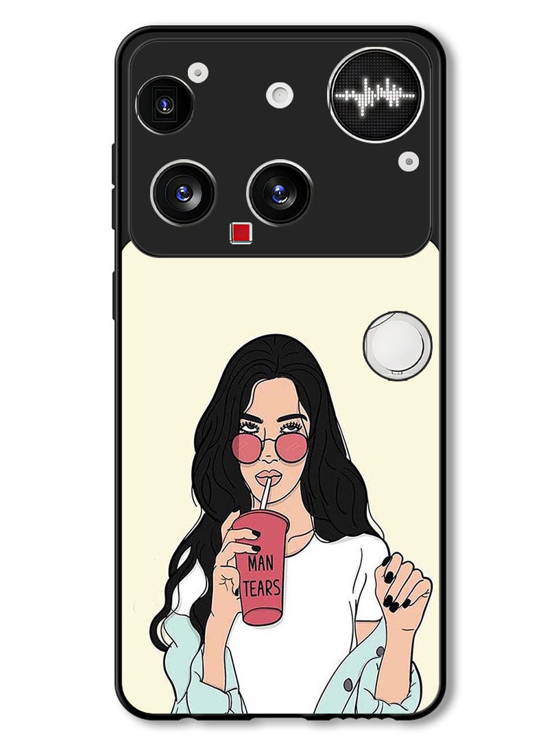 Theodor Case Compatible with Nothing Phone (3) 6.67 Inch Protection Shockproof Bumper Cover Girl Drinking Coffee - Image 1