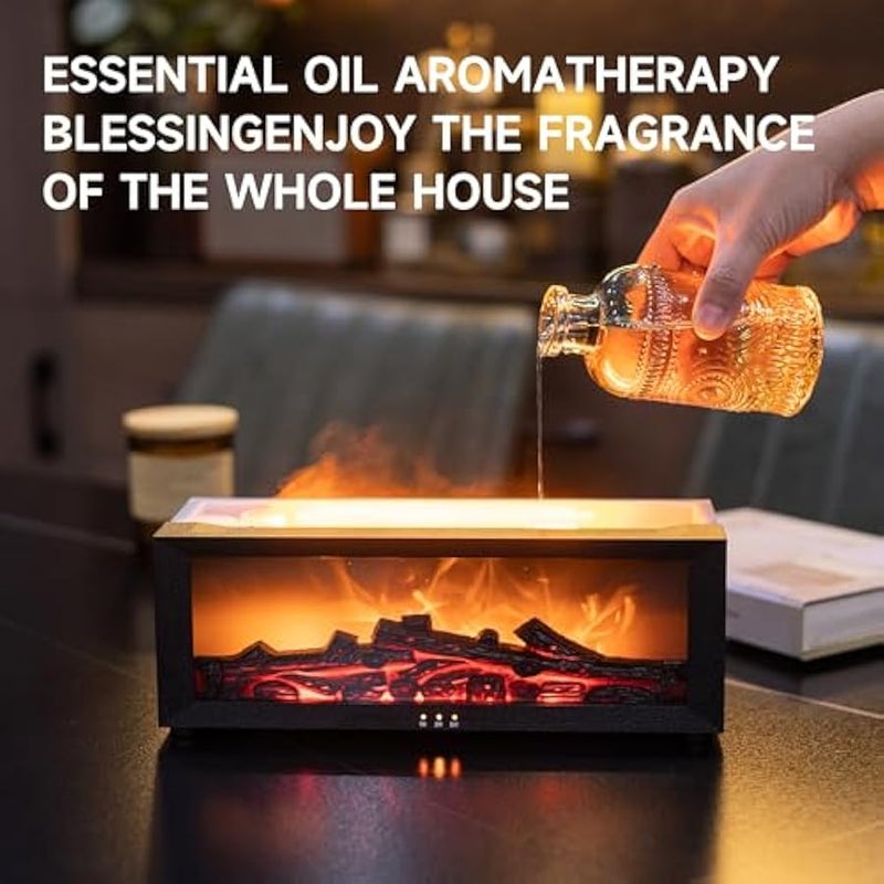 موقد لهب الهواء الناشر المرطب ، 7 ألوان العلاج العطري النفط الناشر ، بالموجات فوق الصوتية رائحة المرطب مع الموقت للمنزل ، غرفة نوم ، مكتب ، اليوغا (أسود ، ل) - Image 4