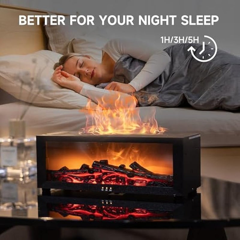 موقد لهب الهواء الناشر المرطب ، 7 ألوان العلاج العطري النفط الناشر ، بالموجات فوق الصوتية رائحة المرطب مع الموقت للمنزل ، غرفة نوم ، مكتب ، اليوغا (أسود ، ل) - Image 3