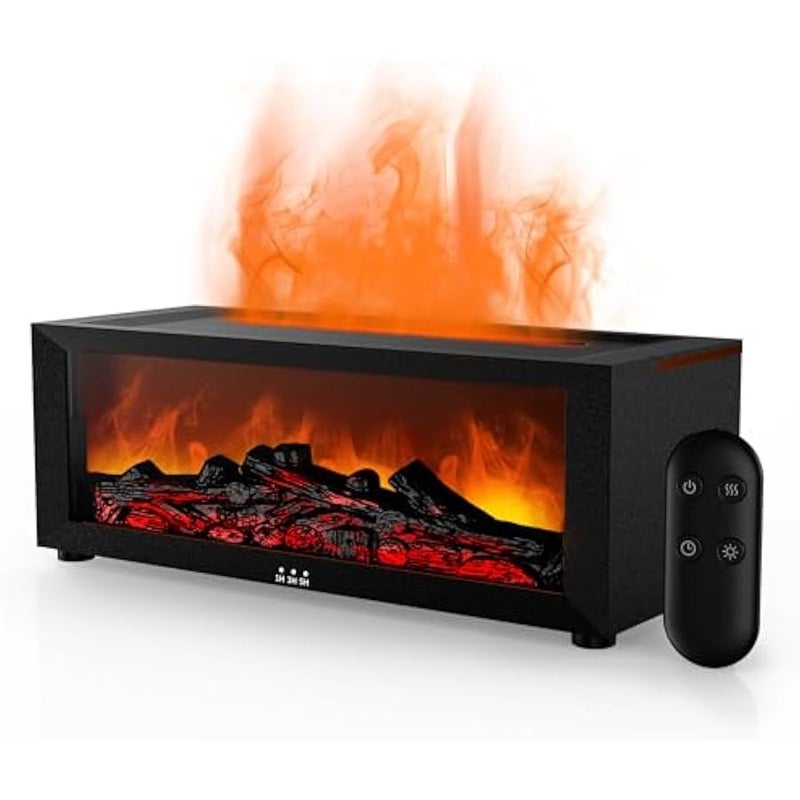 موقد لهب الهواء الناشر المرطب ، 7 ألوان العلاج العطري النفط الناشر ، بالموجات فوق الصوتية رائحة المرطب مع الموقت للمنزل ، غرفة نوم ، مكتب ، اليوغا (أسود ، ل) - Image 1