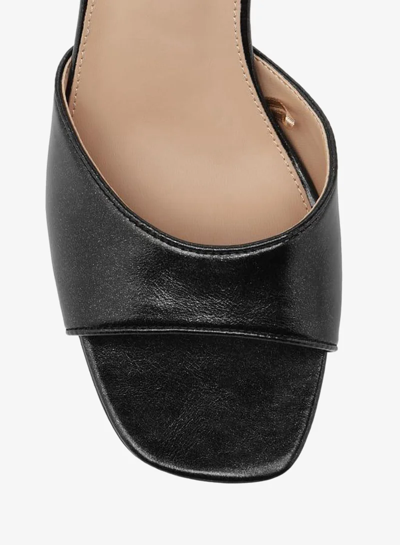 Flora Bella By Shoexpress BLACK Women Solid Slip-On Sandals with Flared Heels Ramadan Collection for Women | Best Price UAE