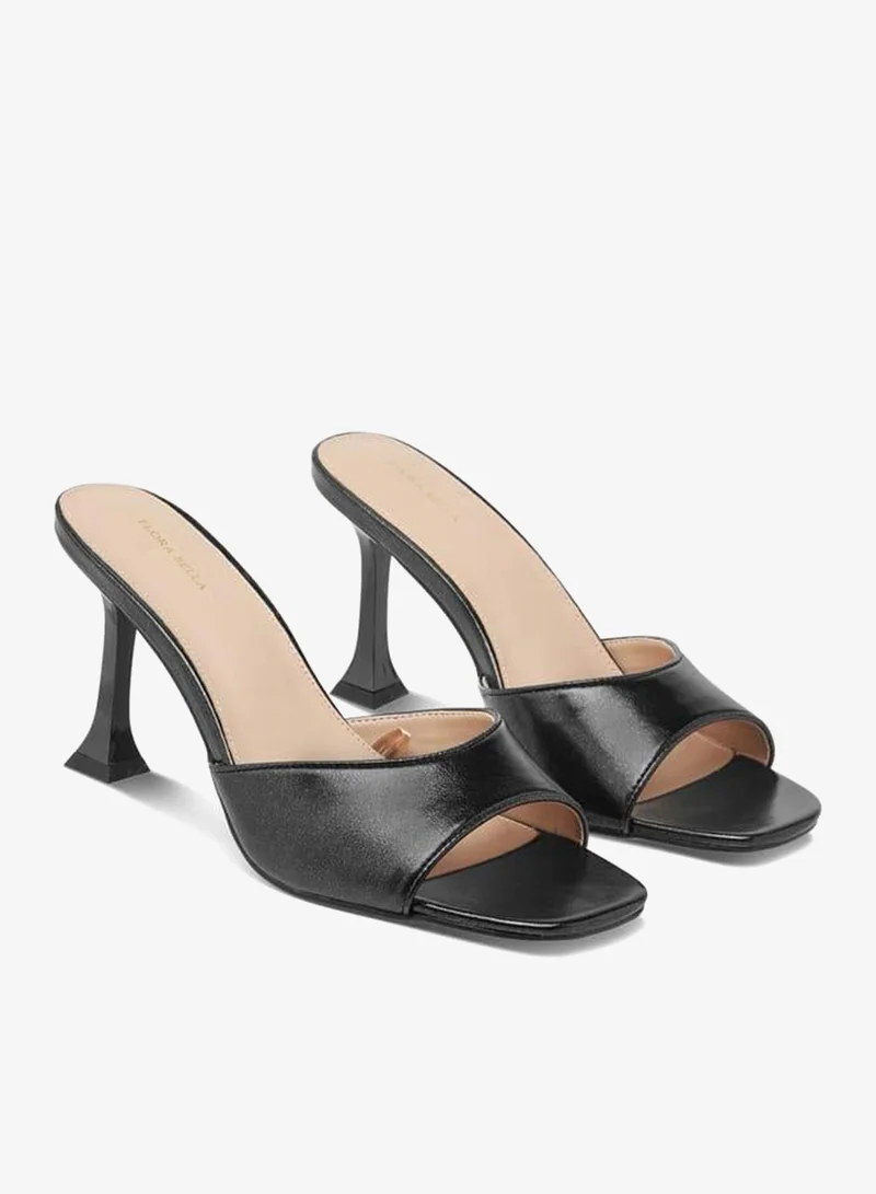 Flora Bella By Shoexpress BLACK Women Solid Slip-On Sandals with Flared Heels Ramadan Collection for Women | Best Price UAE