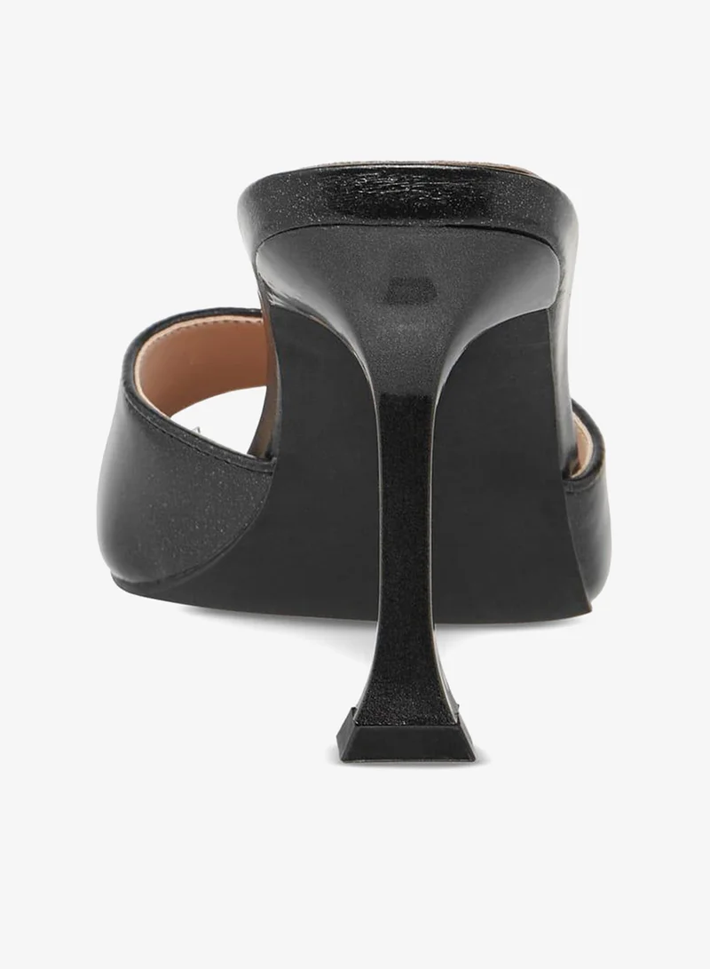 Flora Bella By Shoexpress BLACK Women Solid Slip-On Sandals with Flared Heels Ramadan Collection for Women | Best Price UAE