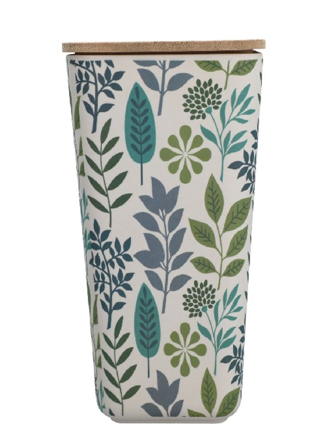 Felli Leaf and Floral Printed Bamboo Fiber Canister with Lid 1.5 L JH80190 - Image 1