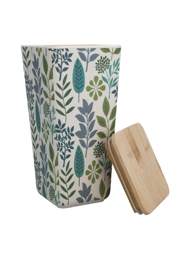 Felli Leaf and Floral Printed Bamboo Fiber Canister with Lid 1.5 L JH80190