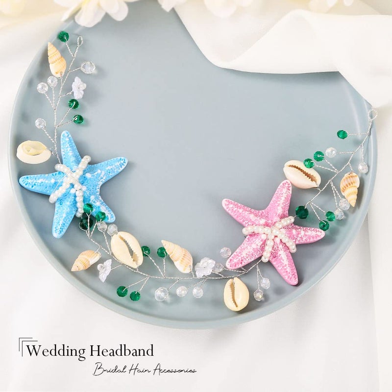 Brishow Starfish Headband Wedding Seashell Headpiece Mermaid Hair Accessories for Women and Girls - Image 2