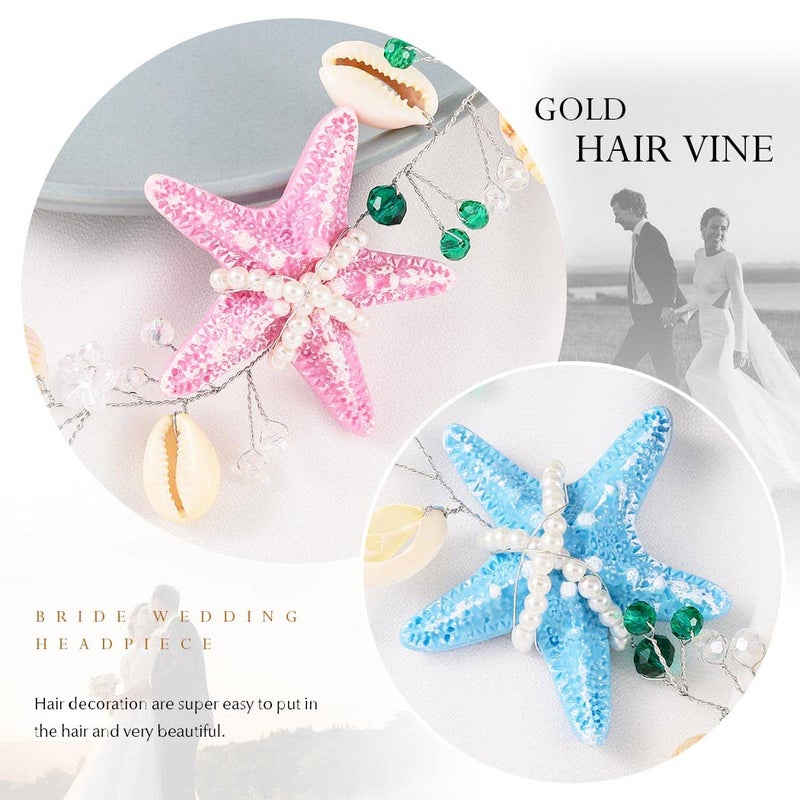 Brishow Starfish Headband Wedding Seashell Headpiece Mermaid Hair Accessories for Women and Girls - Image 5