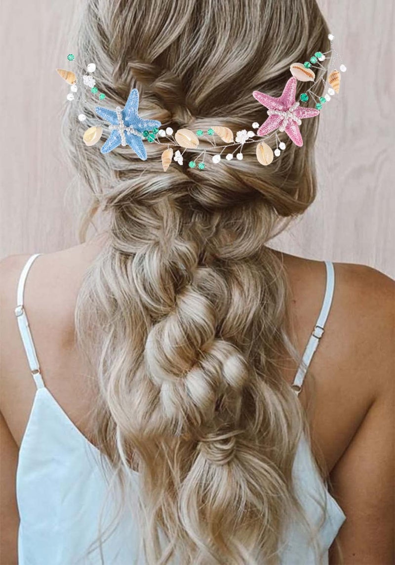 Brishow Starfish Headband Wedding Seashell Headpiece Mermaid Hair Accessories for Women and Girls - Image 3