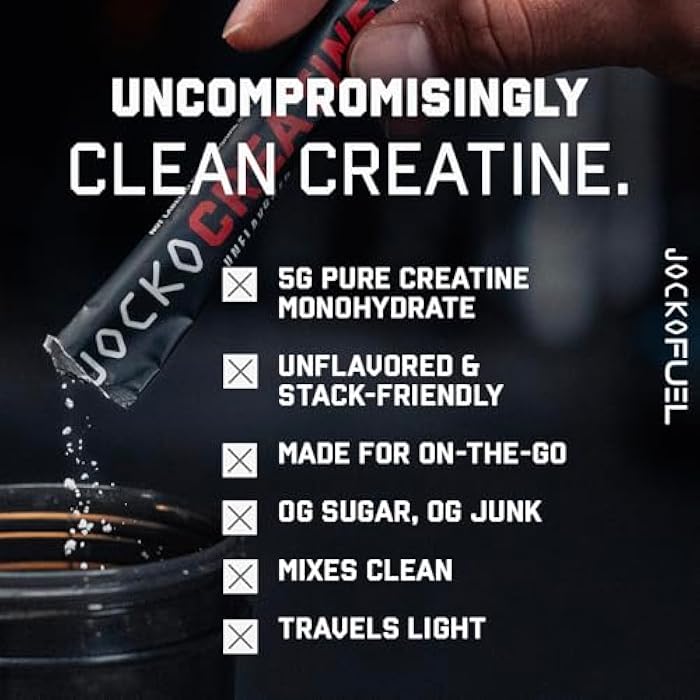 Jocko Fuel Creatine Stick Packs - Creatine Monohydrate Powder Travel Packs for Men & Women, Supplement for Athletic Performance & Muscle Health, 30 Servings 150g (Unflavored) - Image 3