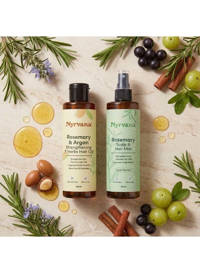 Nyrvana Nyrvana Rosemary Growth Duo - 2-Step Hair Thickening Routine for Severe Hair Loss & Thinning. Natural Rosemary & Argan Oil for Hair Growth & Steam-Distilled Scalp Mist for Regrowth, Men & Women
