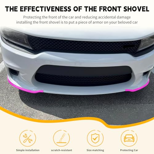 TENGBASE Front Bumper Lip Splitter Protector, Dodge Front Splitter Dedicated to 2015-2023 Dodge Charger SRT 392/Scat Pack/RT Scat Pack 2019-2023 Charger GT/RT (Pink) - Image 2