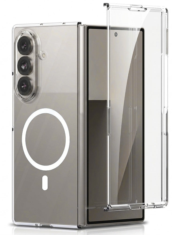 O Ozone Magnetic Case Compatible with Samsung Galaxy Z Fold 7, Compatible with MagSafe Shockproof Military-Grade Protection, Classic Hybrid Phone Case - Clear