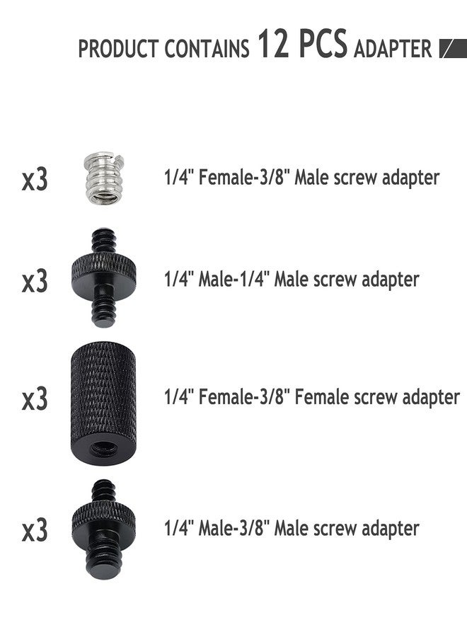 Frgyee 12 Pcs 1/4" 3/8" Camera Screws Adapter, Tripod Screw Adapter Converter Light Stand Adapter for DSLR Camera Tripod Mount, Shoulder Rig, Flash Light Stand, GoPro Tripod Mount - Image 2