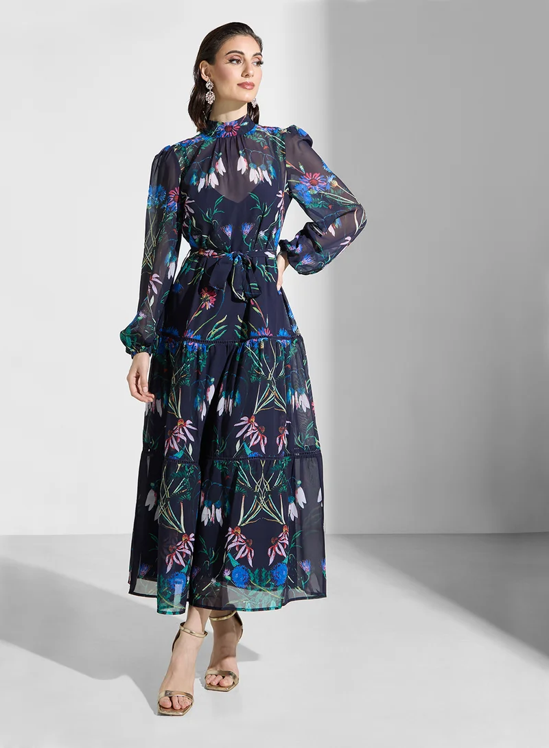 Hope & Ivy Floral Chiffon Maxi Dress