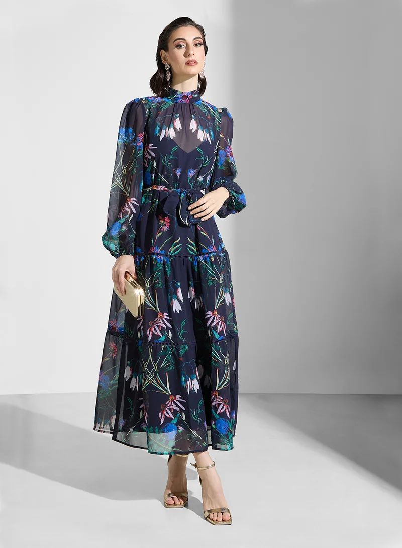 Hope & Ivy Floral Chiffon Maxi Dress