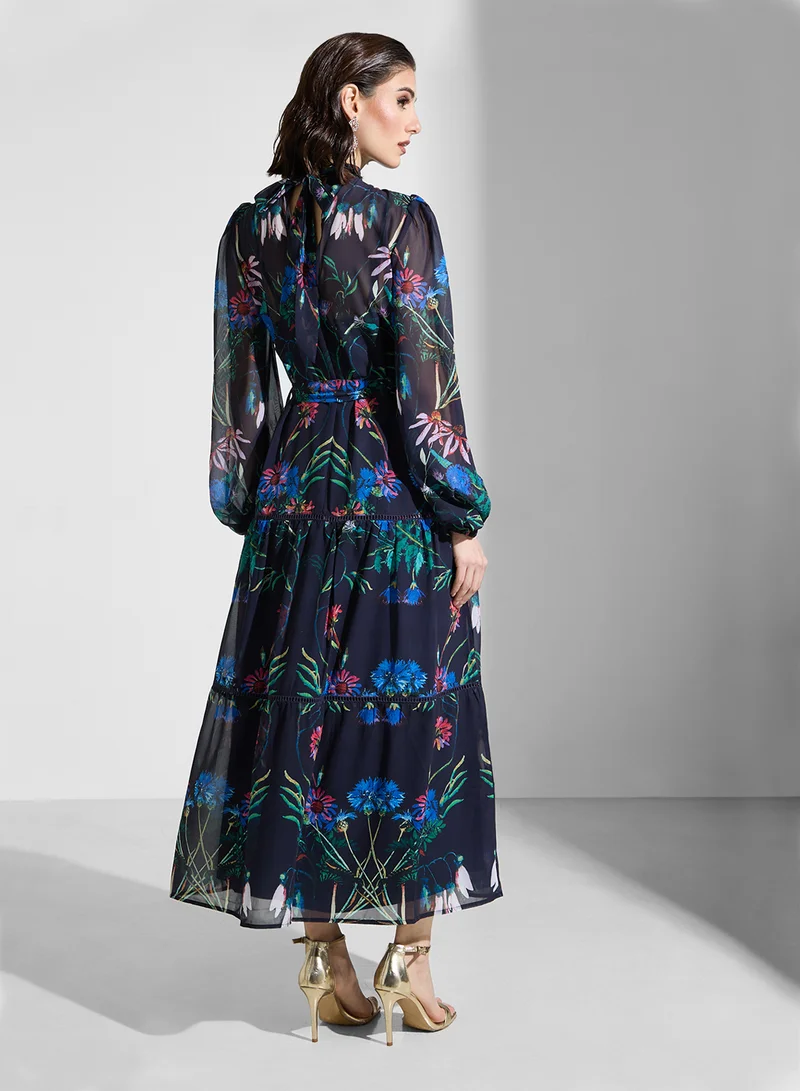 Hope & Ivy Floral Chiffon Maxi Dress