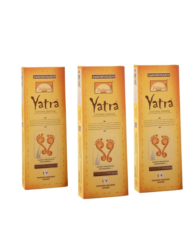 Parimal Hand Rolled Yatra Agarbathi (120-130 Sticks) (180 gm) | Burning Time - 45-60 Min | Natural Incense with Sandal & Resin| Fresh Fragrance for Meditation & Relaxation | Each 60 Gram | Pack of 3 - Image 3