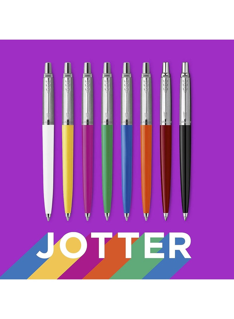 Parker Jotter Ball Point Pen, Blue with Chrome Trim, Medium Point  Ink, Gift Box (Made in France) - Image 3