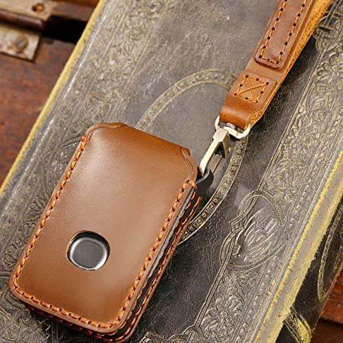 EASYANT 4 Button Genuine Leather Remote Key Fob Case Cover Compatible with Mazda 3 2020-2024 Hatchback 6 CX-5 CX-30 CX-9 Brown - Image 4