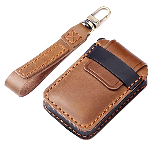 EASYANT 4 Button Genuine Leather Remote Key Fob Case Cover Compatible with Mazda 3 2020-2024 Hatchback 6 CX-5 CX-30 CX-9 Brown - Image 3