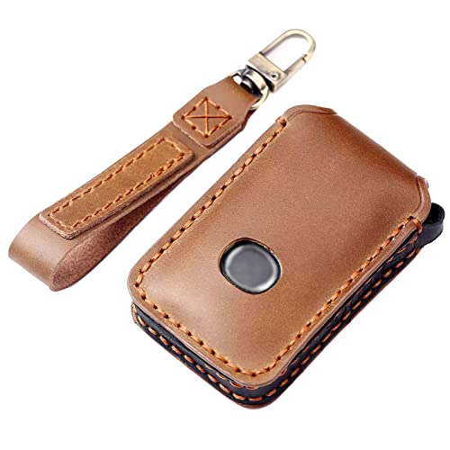EASYANT 4 Button Genuine Leather Remote Key Fob Case Cover Compatible with Mazda 3 2020-2024 Hatchback 6 CX-5 CX-30 CX-9 Brown - Image 1