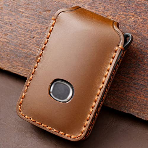 EASYANT 4 Button Genuine Leather Remote Key Fob Case Cover Compatible with Mazda 3 2020-2024 Hatchback 6 CX-5 CX-30 CX-9 Brown - Image 5