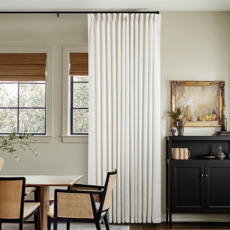 TWODRAPES Natural Pinch Pleated Linen Curtains 1 Panel for Living Room Bedroom Memory Training Shaped Semi Sheer Pleat Drapes with Hooks Rings Light Filtering Window Curtain 60x108 - Image 1