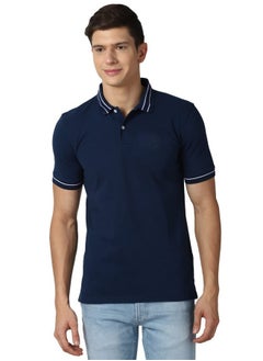 Peter England Peter England Men's Solid Regular Polo Shirt (PCKPSRGPP75006_Medium Blue L)  - Image 1