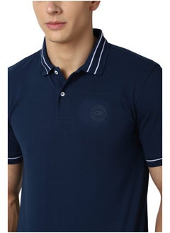 Peter England Peter England Men's Solid Regular Polo Shirt (PCKPSRGPP75006_Medium Blue L)  - Image 4