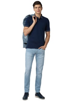 Peter England Peter England Men's Solid Regular Polo Shirt (PCKPSRGPP75006_Medium Blue L)  - Image 5