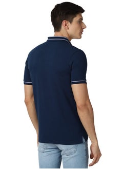 Peter England Peter England Men's Solid Regular Polo Shirt (PCKPSRGPP75006_Medium Blue L)  - Image 3