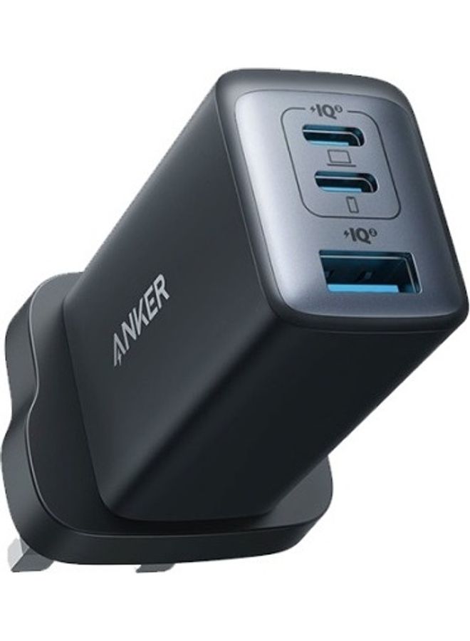 شاحن جداري انكر بقوة 65 واط و 3 منافذ - أسود