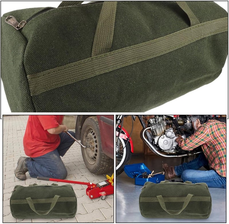 SHOWERORO Electrician Tool Pouch Large Capacity Canvas Tool Bag Organizer Heavy Duty Wrench Pouch for Repairmen Mechanics and Car Maintenance with Detachable Compartments 45x15cm - Image 3