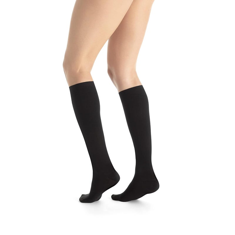 JOBST UltraSheer Knee High Compression Stockings 15-20 mmHg, Closed Toe, Medium Size in Classic Black - Image 2