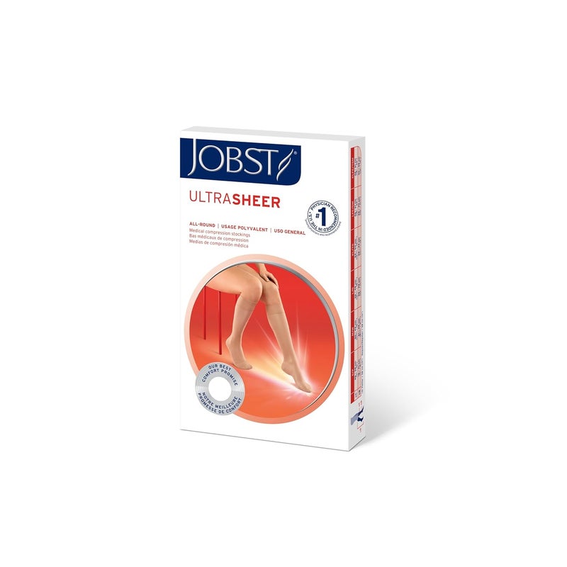 JOBST UltraSheer Knee High Compression Stockings 15-20 mmHg, Closed Toe, Medium Size in Classic Black - Image 3