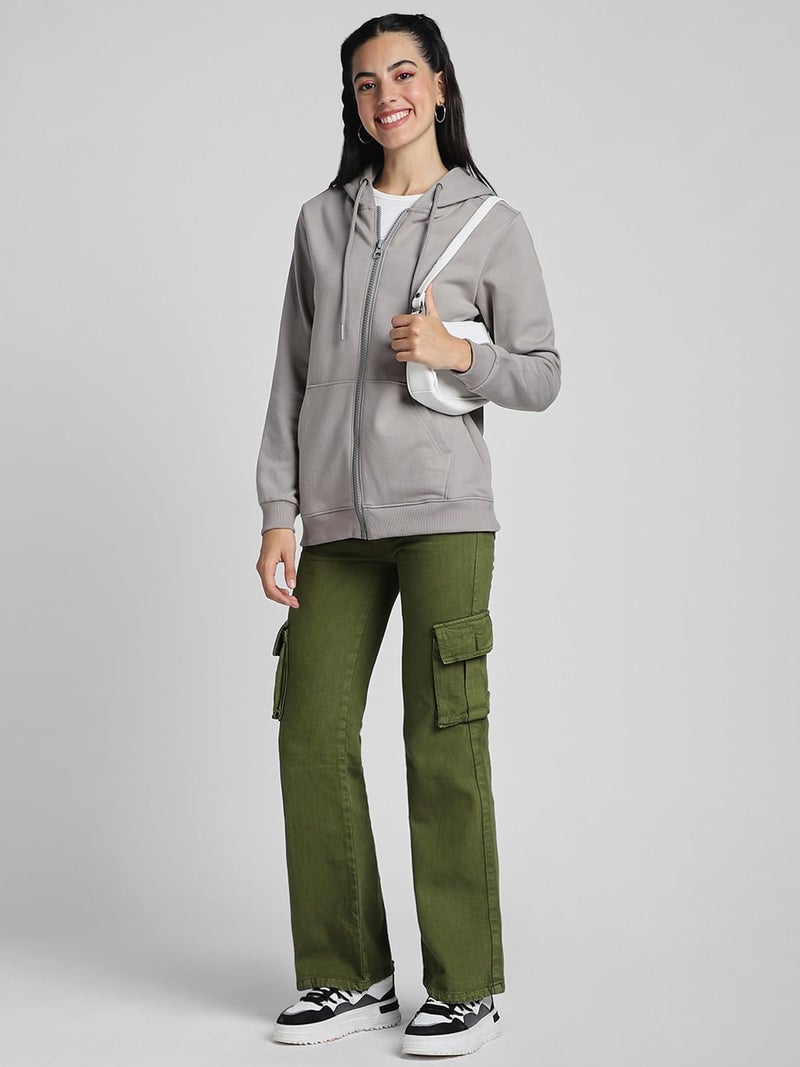 JUNEBERRY® Cotton Polly Fleece Regular Fit Grey Graphic Hoodie for Women (JJK0423GYPL31_3XL) - Image 5